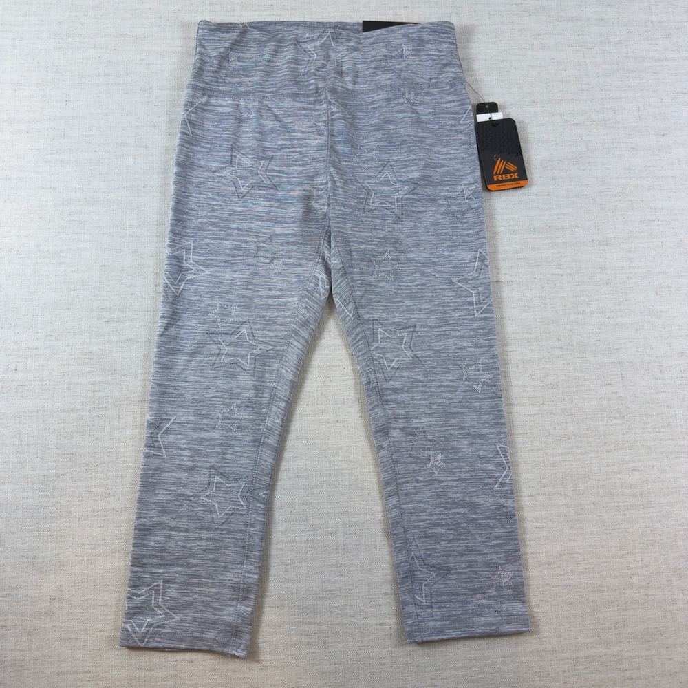 RBX Active Girls Gray Space Dye Star Print Capri Leggings NWT